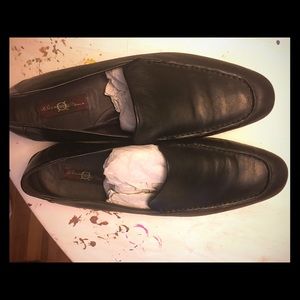 Borne Black Leather Slip Ons